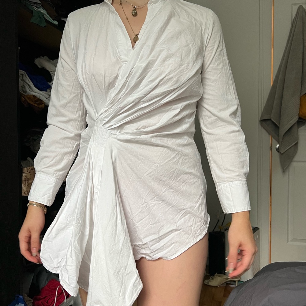 NATORI WHITE RUFFLE SHIRT - Picture 2 of 2
